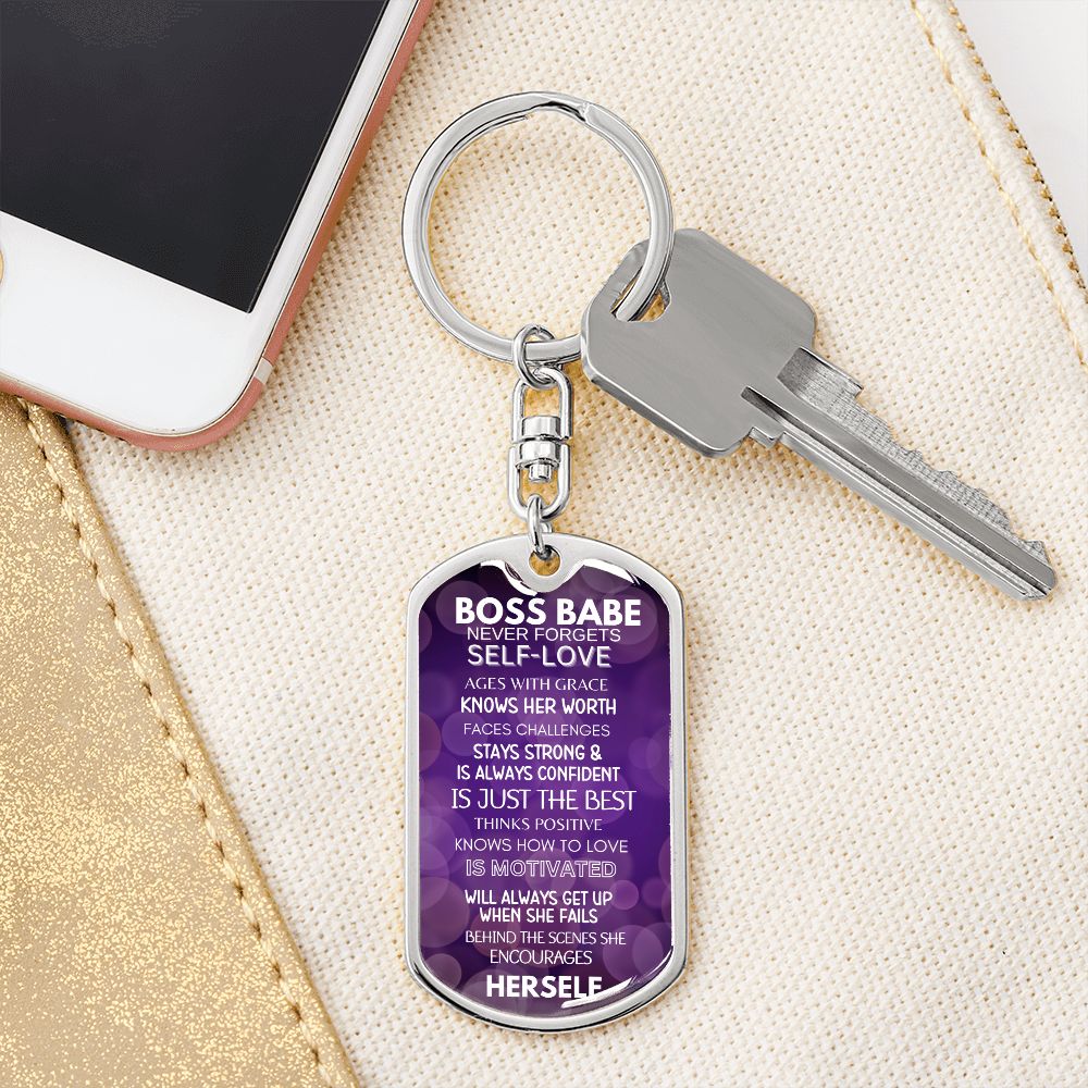 BOSS BABE DOGTAG SWIVEL KEYCHAIN