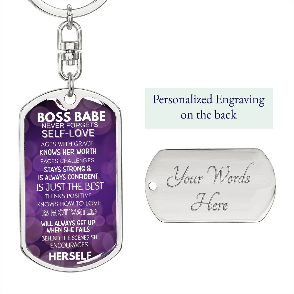 BOSS BABE DOGTAG SWIVEL KEYCHAIN