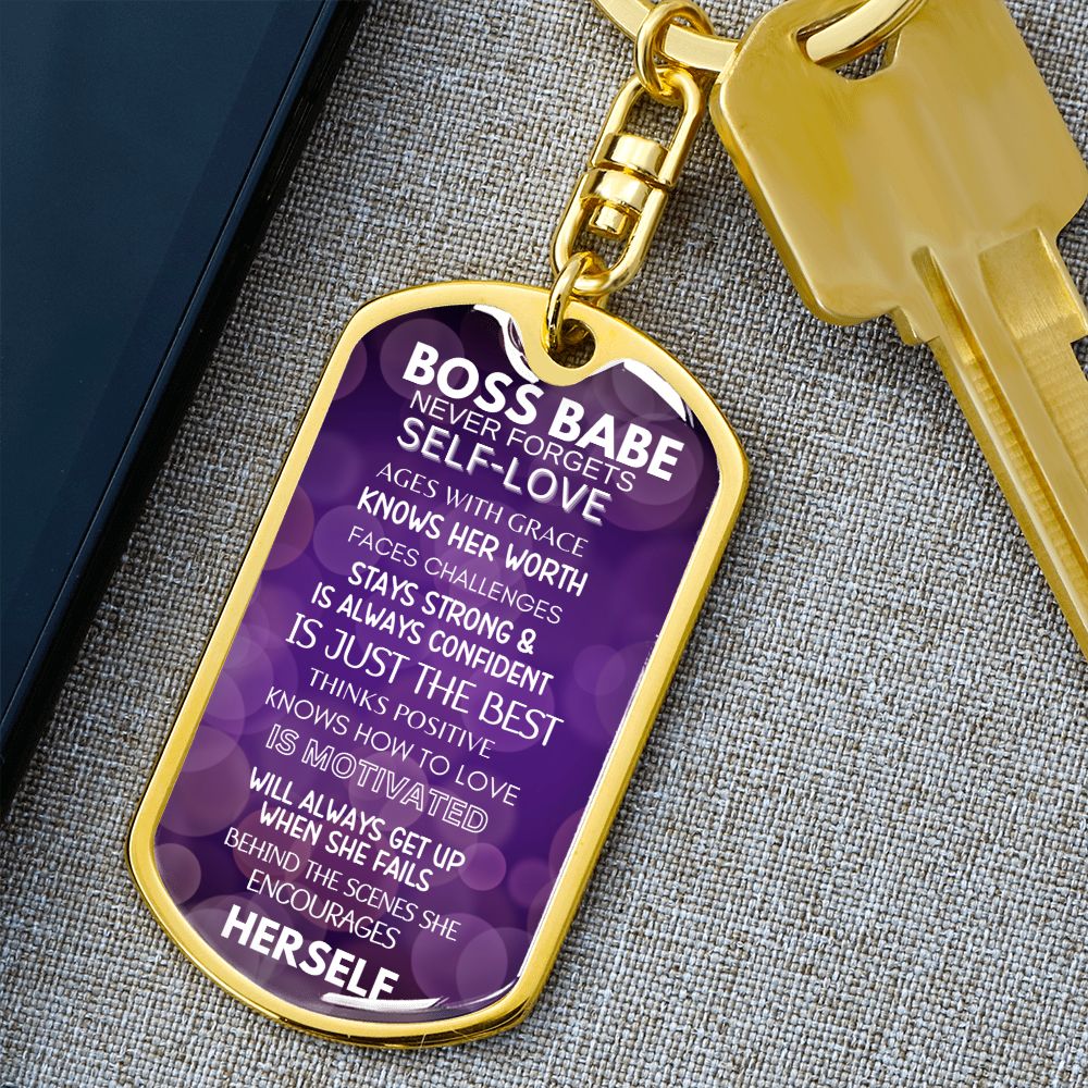 BOSS BABE DOGTAG SWIVEL KEYCHAIN