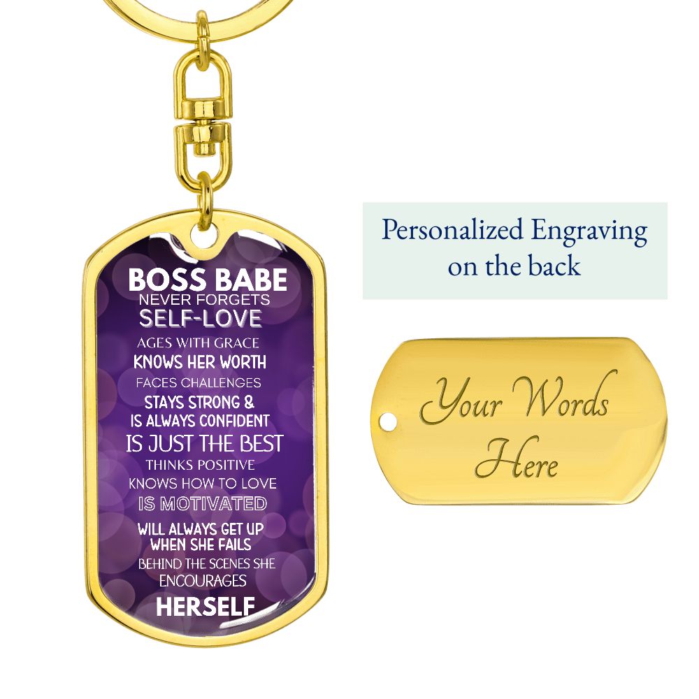 BOSS BABE DOGTAG SWIVEL KEYCHAIN