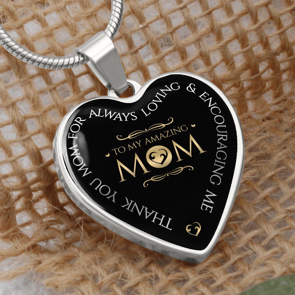 Amazing Mom Heart Pendant Necklace