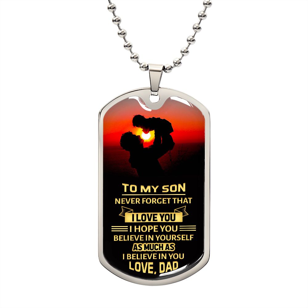 Son Never Forget Dog Tag Ball Chain