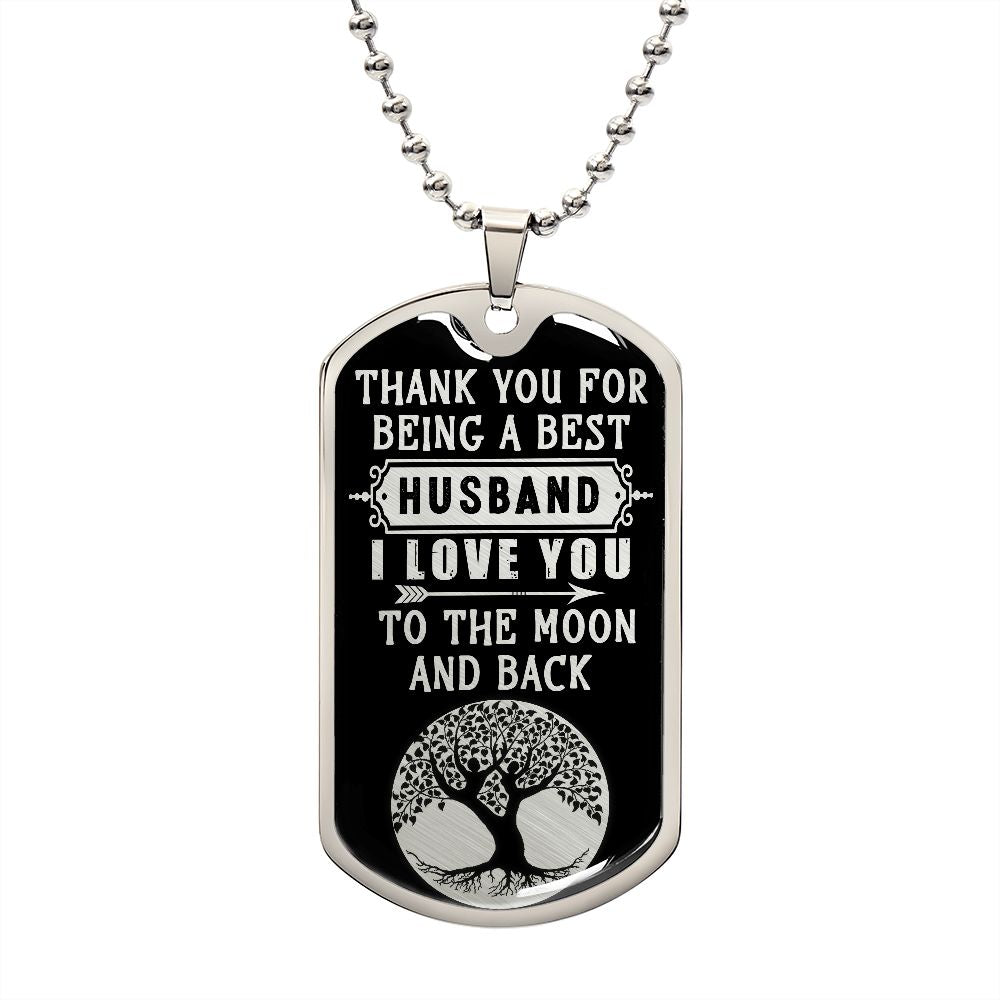 Best Husband Moon Dog Tag Ball Chain