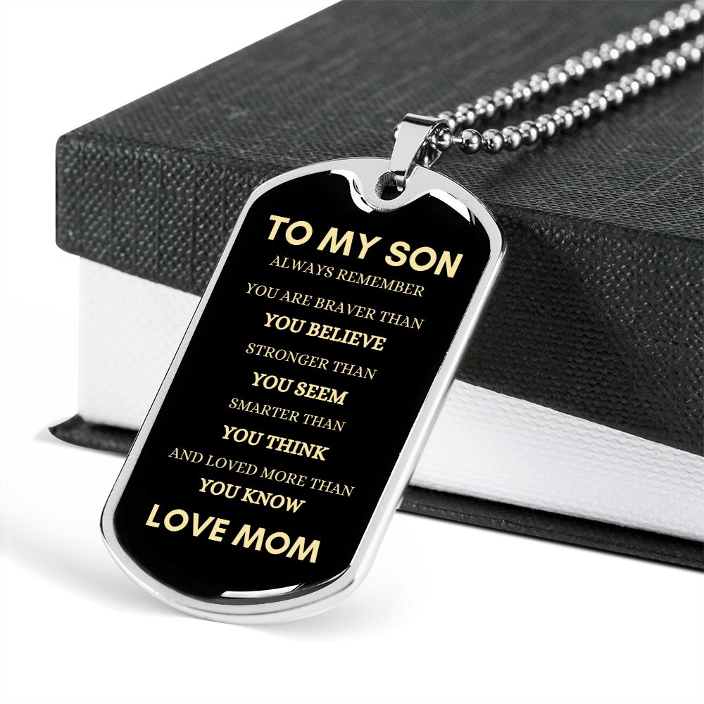 Son Always Mom Dog Tag Necklace