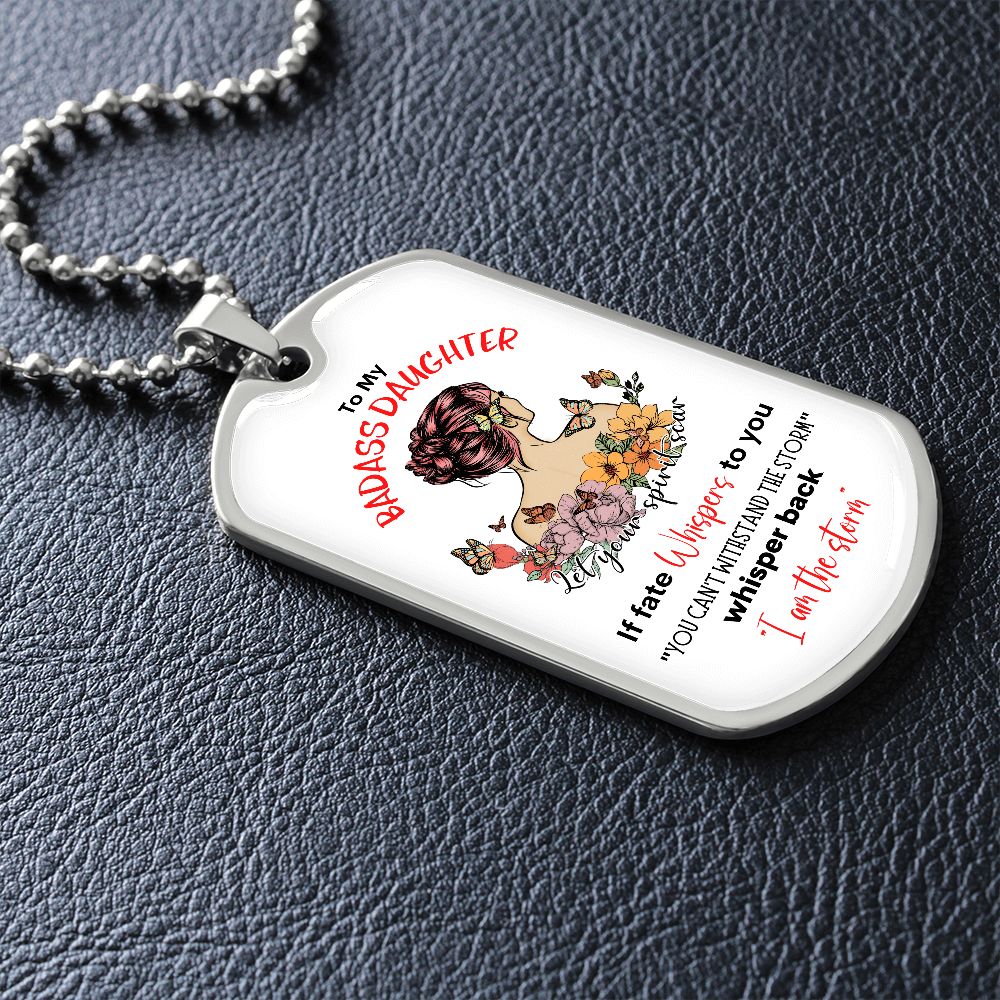 Badass Daughter Dog Tag Necklace