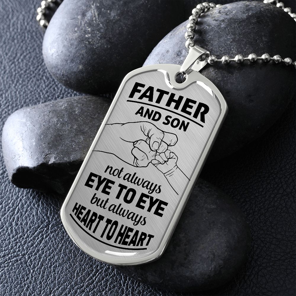 Father Son Heart 2 Heart Dog Tag Ball Chain