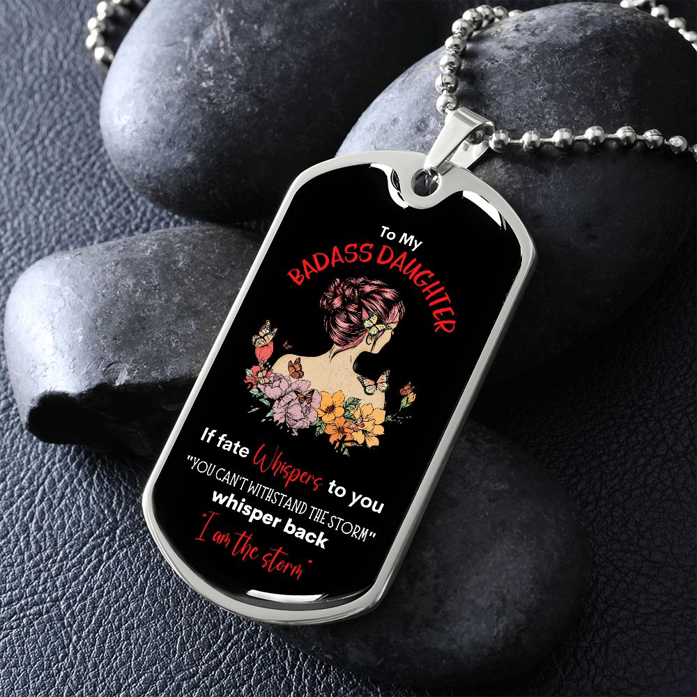 Badass Daughter Dog Tag Blk