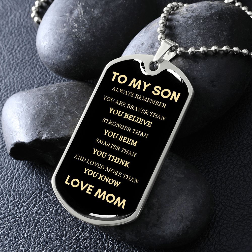 Son Always Mom Dog Tag Necklace