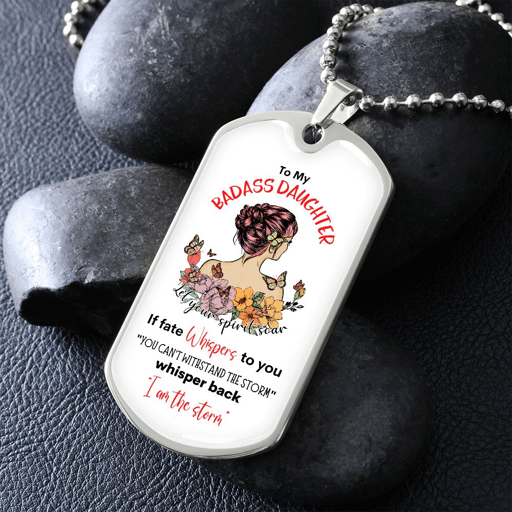 Badass Daughter Dog Tag Necklace