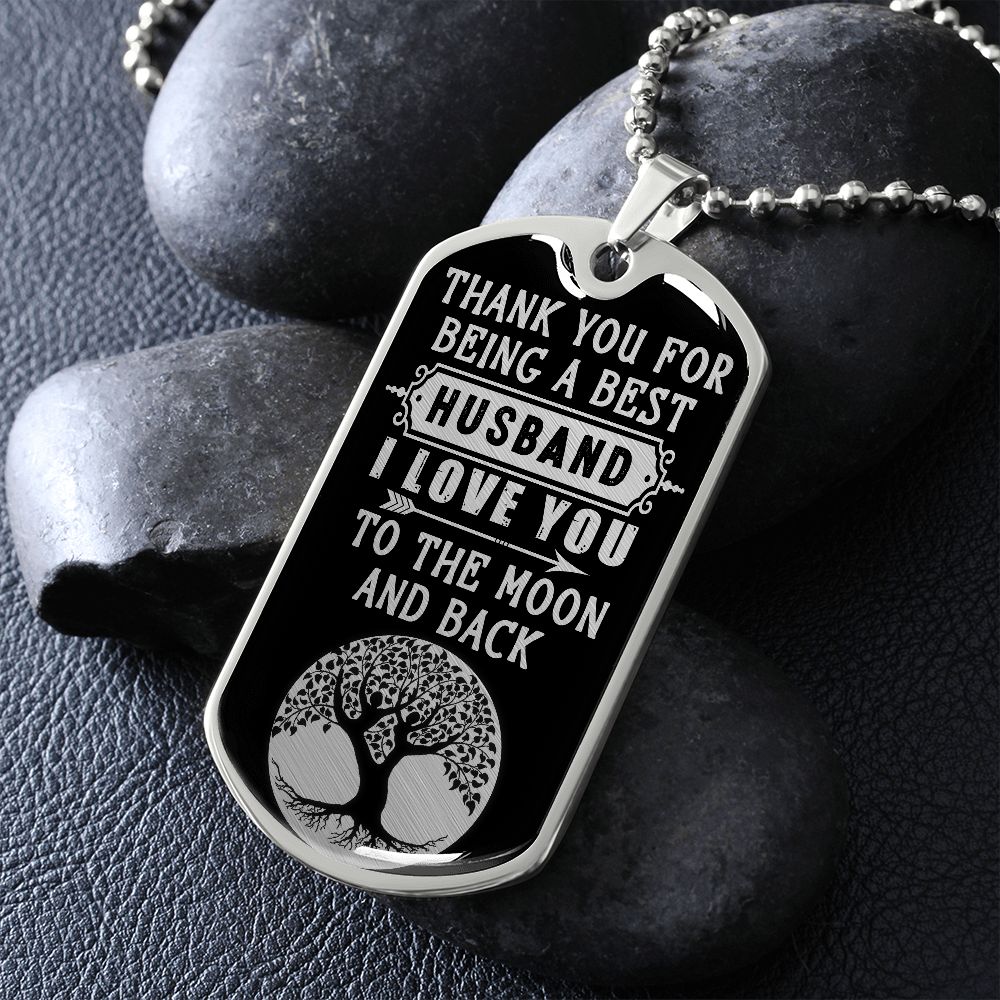 Best Husband Moon Dog Tag Ball Chain