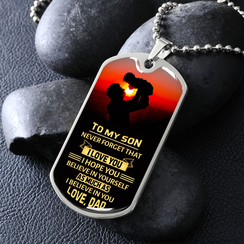Son Never Forget Dog Tag Ball Chain