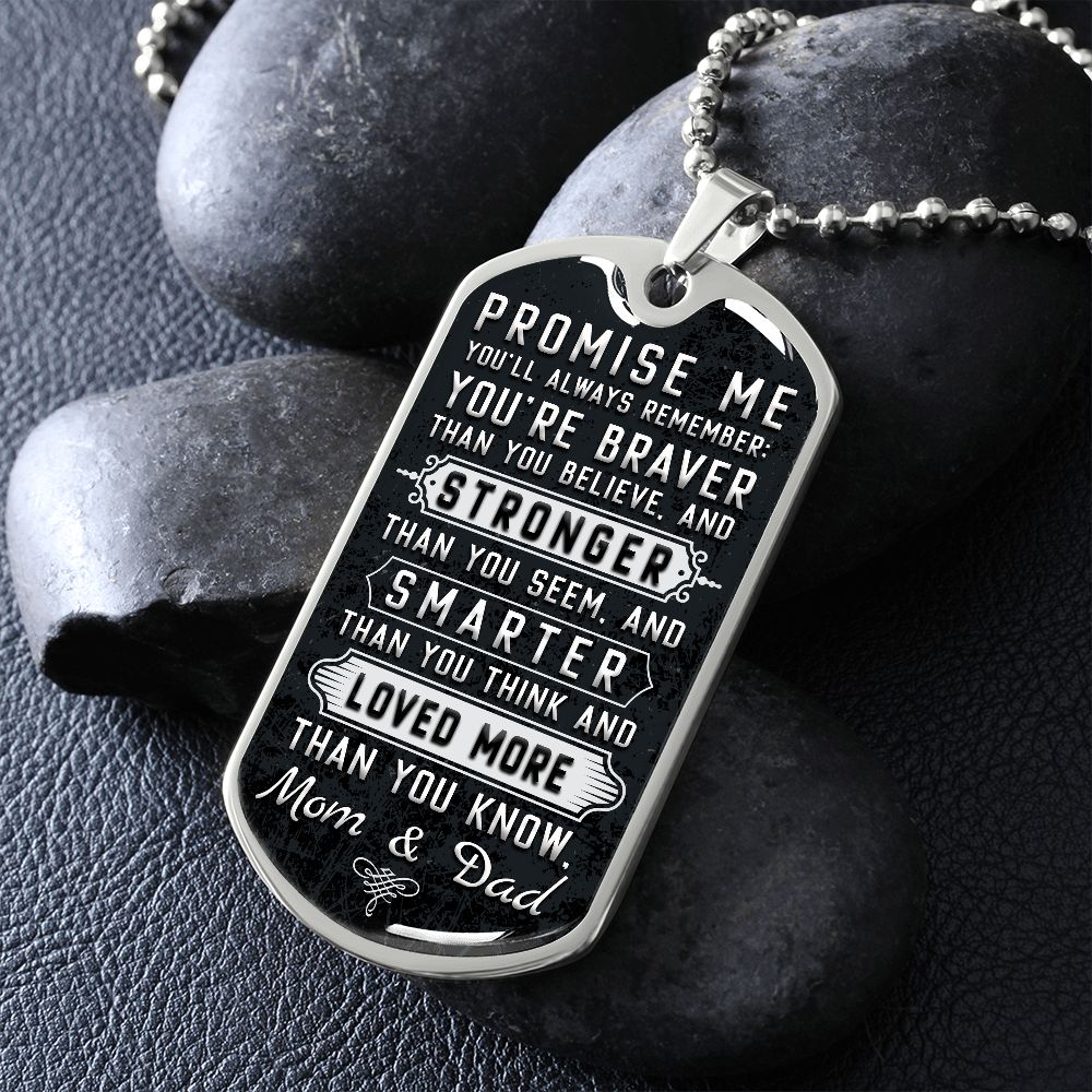 Son Promise Me Dog Tag Ball Chain