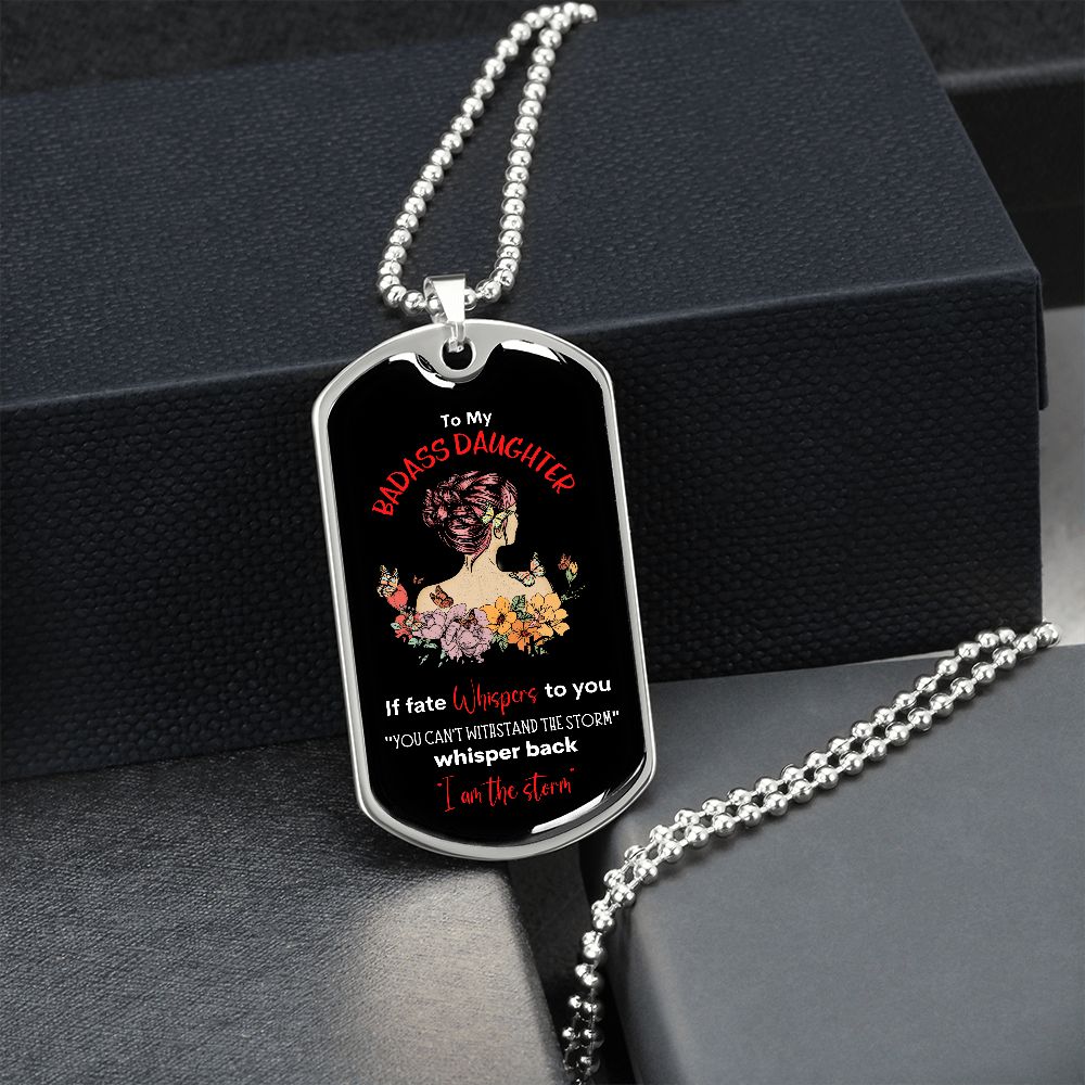 Badass Daughter Dog Tag Blk