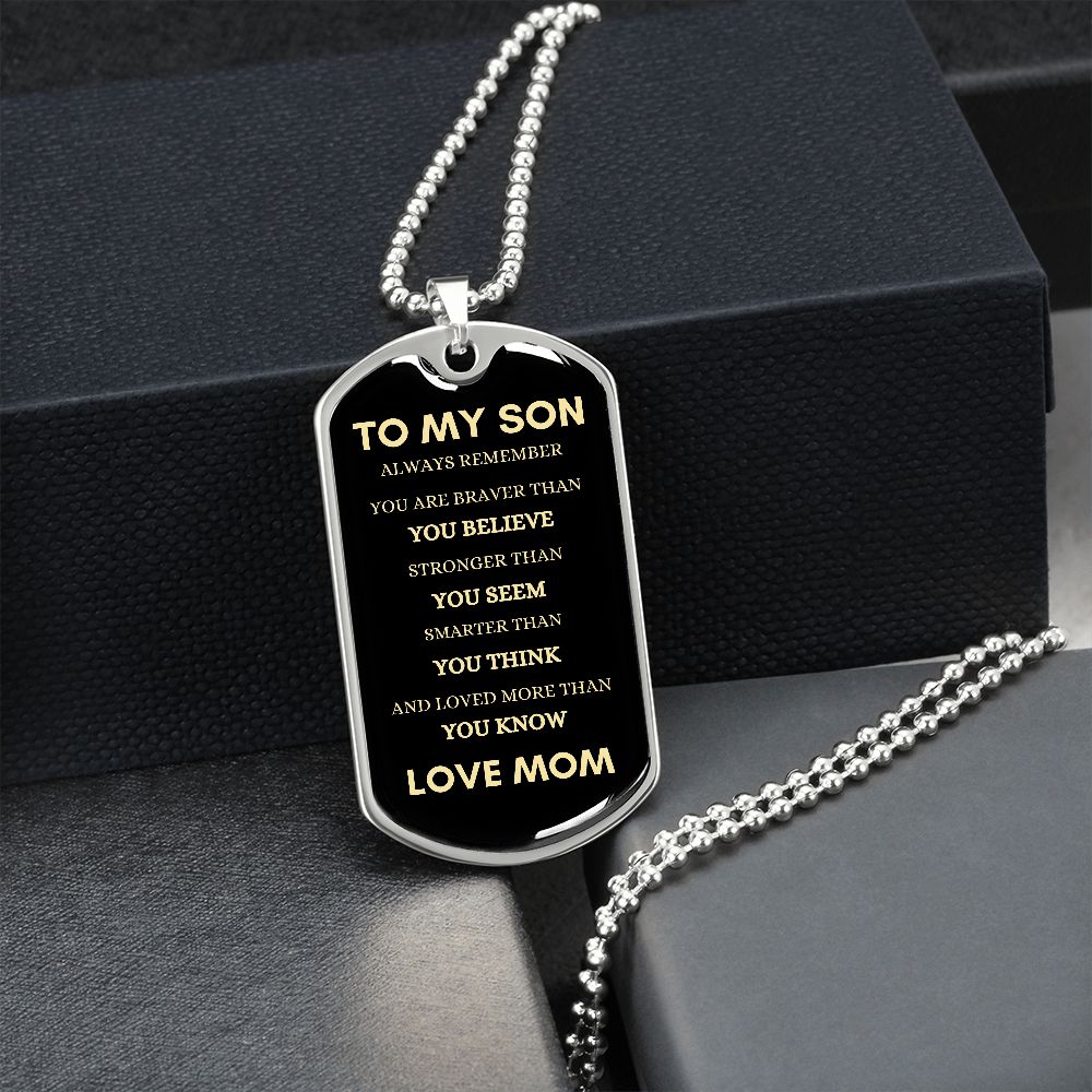 Son Always Mom Dog Tag Necklace