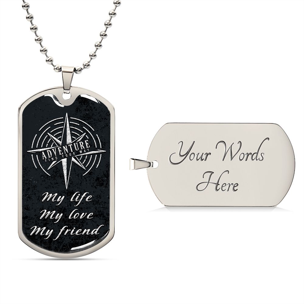 Adventure My Life Dog Tag Ball Chain