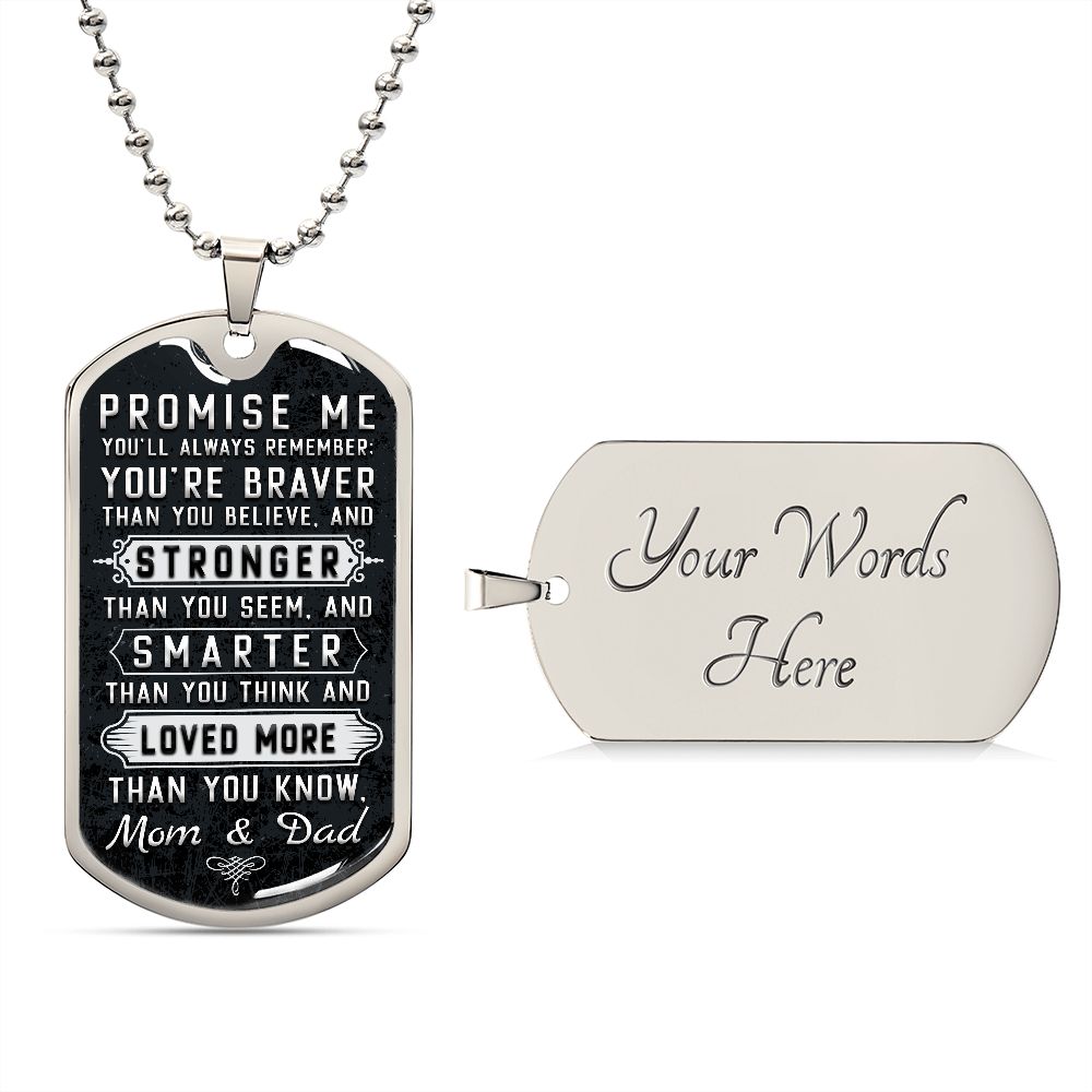 Son Promise Me Dog Tag Ball Chain