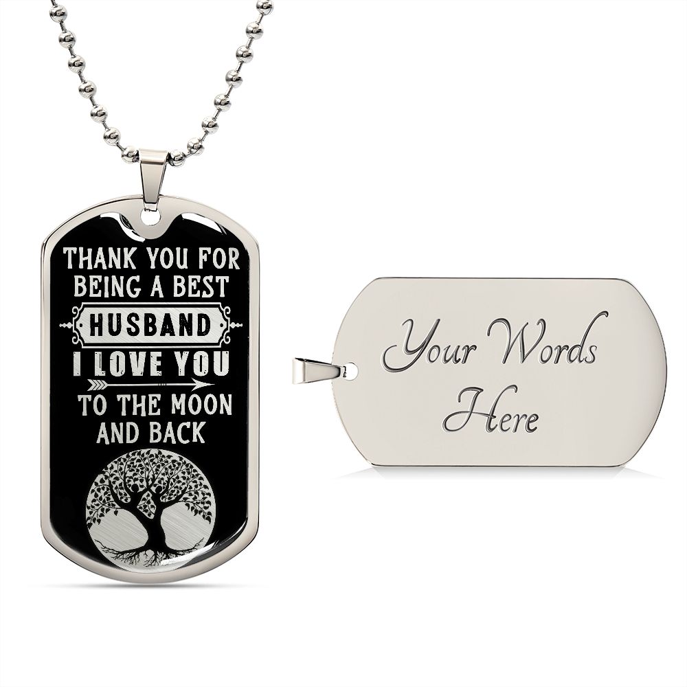 Best Husband Moon Dog Tag Ball Chain