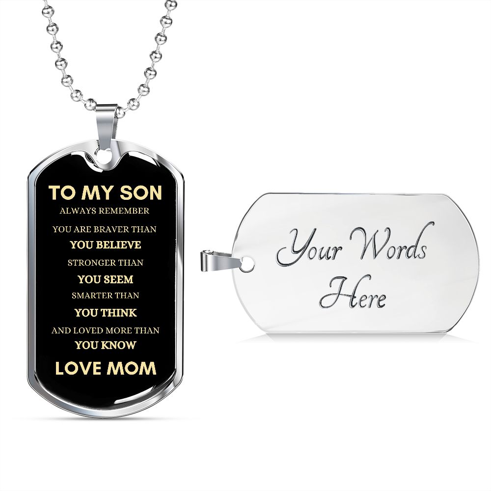 Son Always Mom Dog Tag Necklace