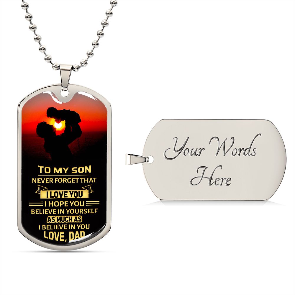 Son Never Forget Dog Tag Ball Chain
