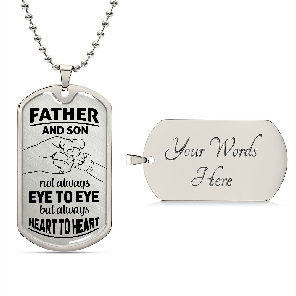 Father Son Heart 2 Heart Dog Tag Ball Chain