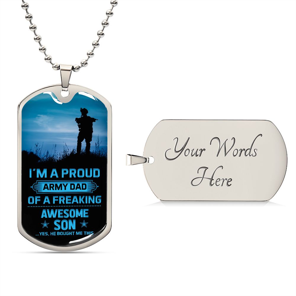 Proud Army Dad Dog Tag Ball Chain