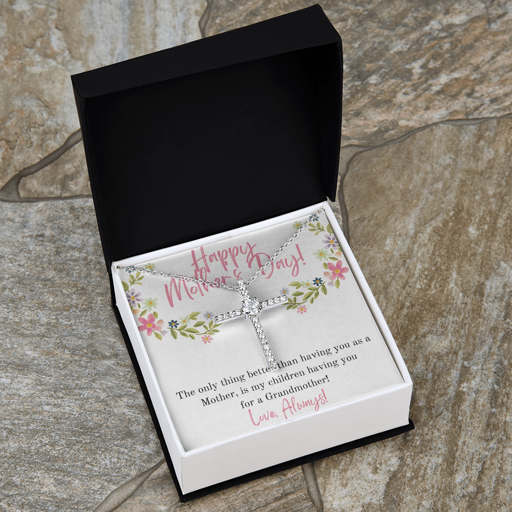 Happy Mother's Day Grandmother / CZ Cross Necklace