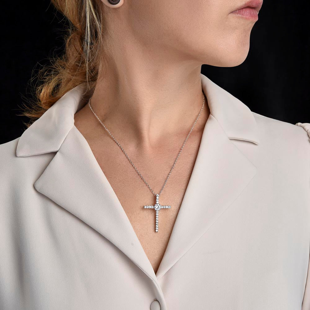 Happy Mother's Day Grandmother / CZ Cross Necklace