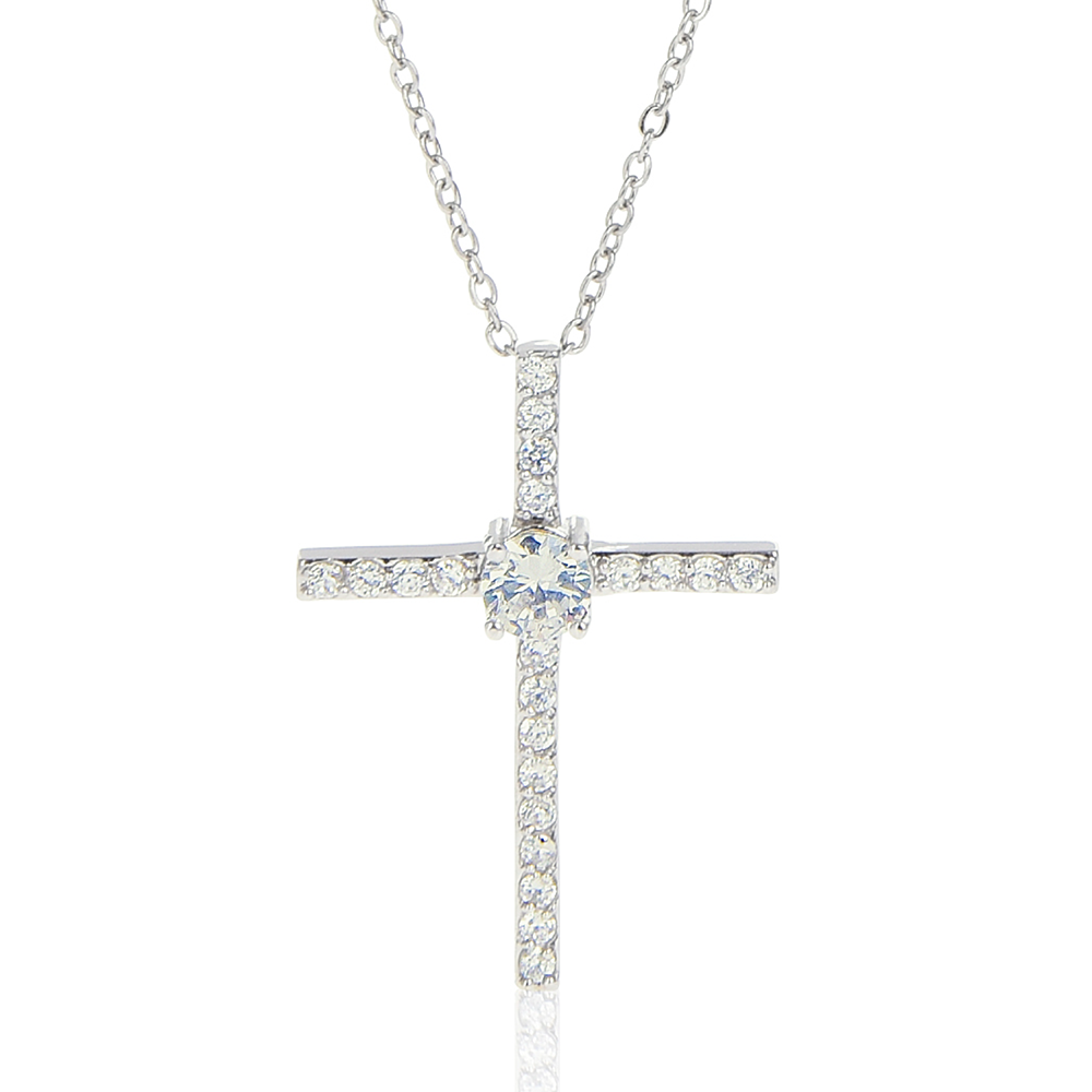 Happy Mother's Day Grandmother / CZ Cross Necklace
