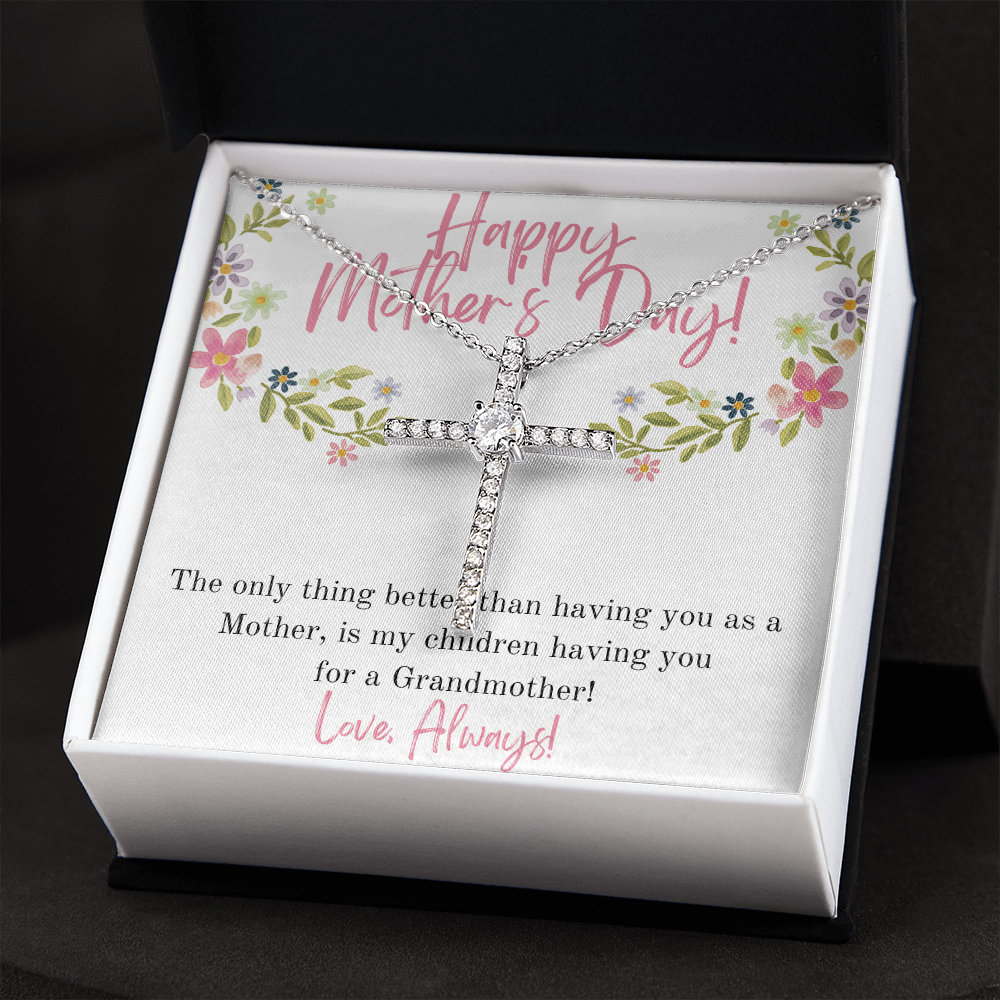 Happy Mother's Day Grandmother / CZ Cross Necklace