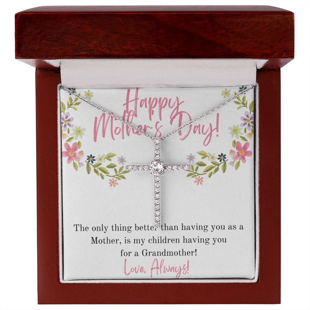 Happy Mother's Day Grandmother / CZ Cross Necklace