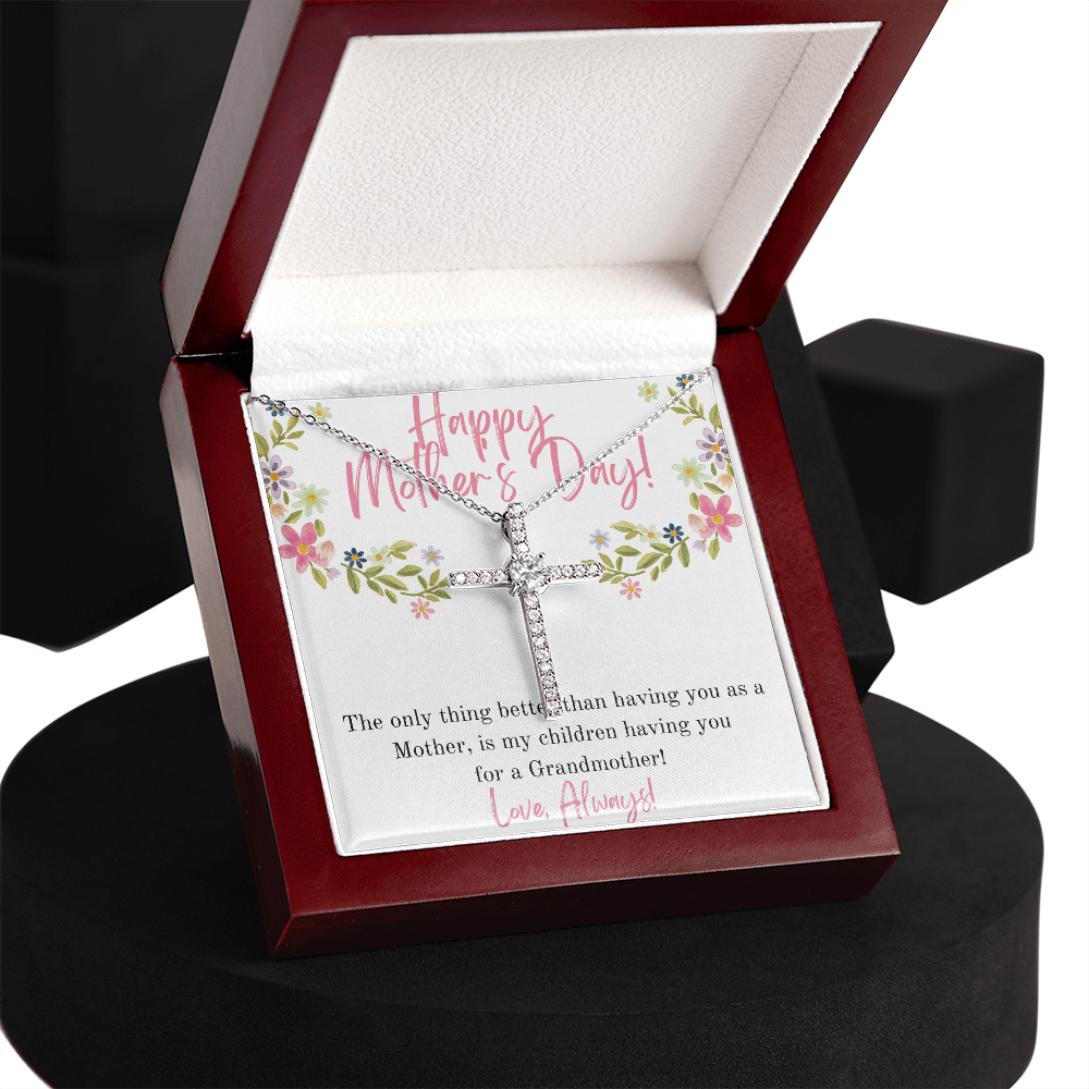 Happy Mother's Day Grandmother / CZ Cross Necklace
