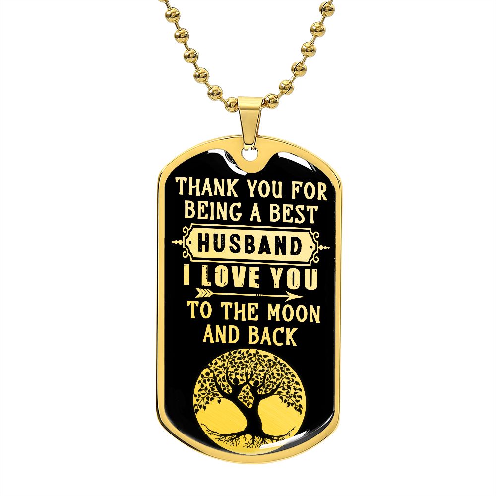 Best Husband Moon Dog Tag Ball Chain