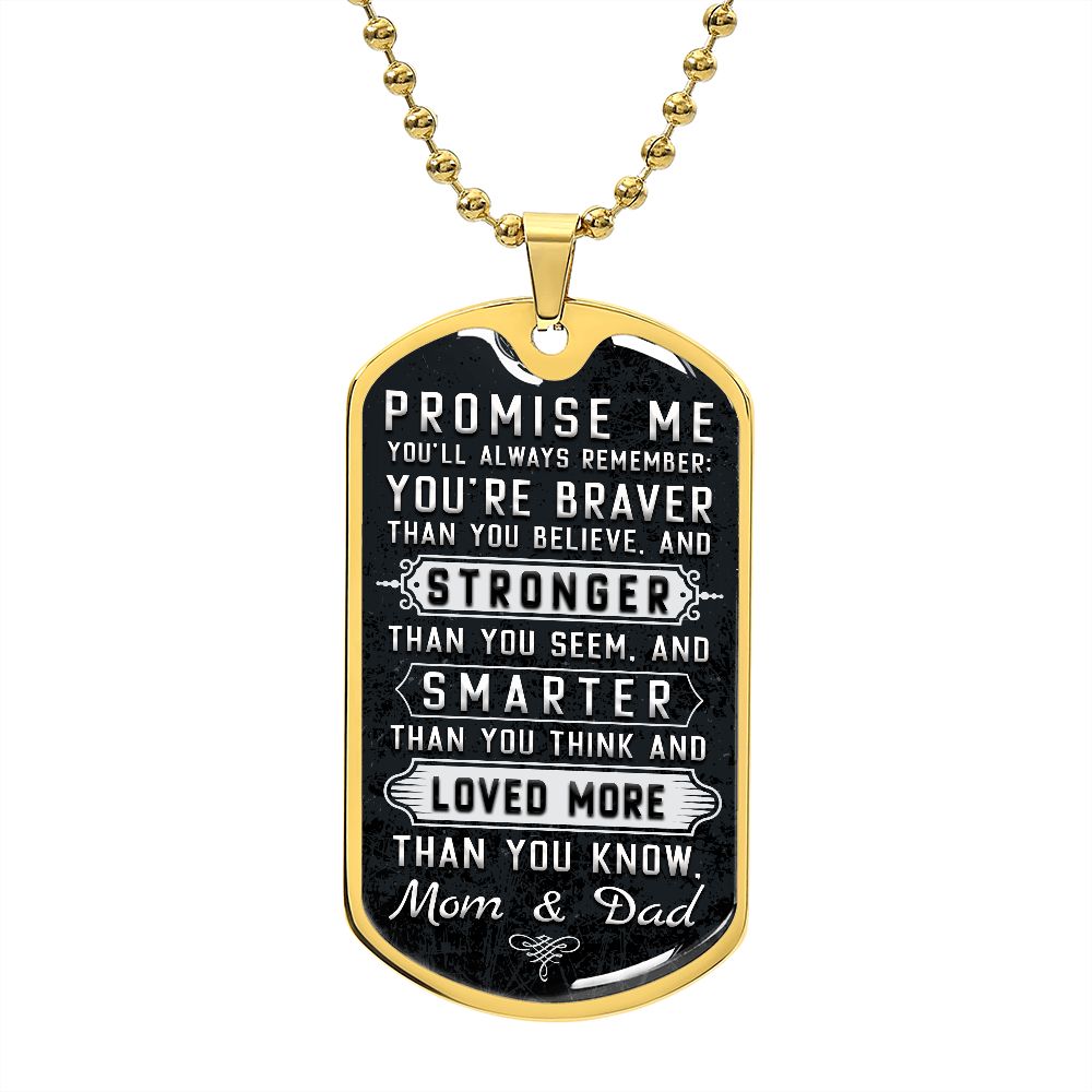 Son Promise Me Dog Tag Ball Chain