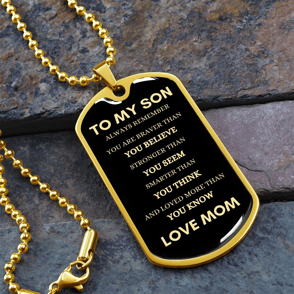 Son Always Mom Dog Tag Necklace