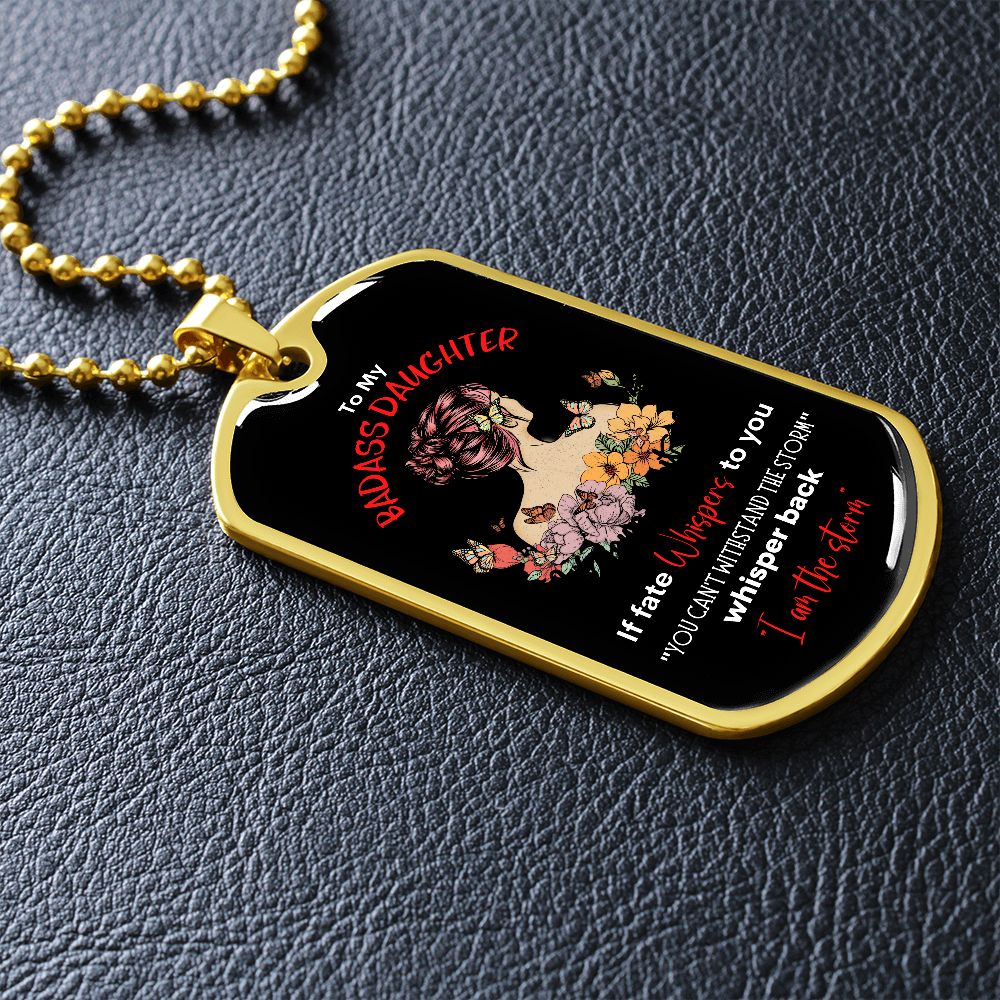 Badass Daughter Dog Tag Blk