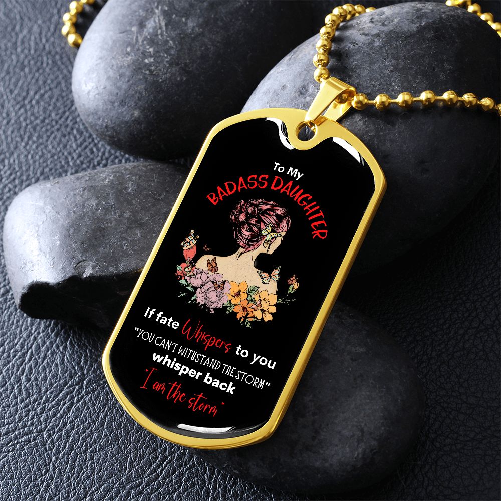 Badass Daughter Dog Tag Blk