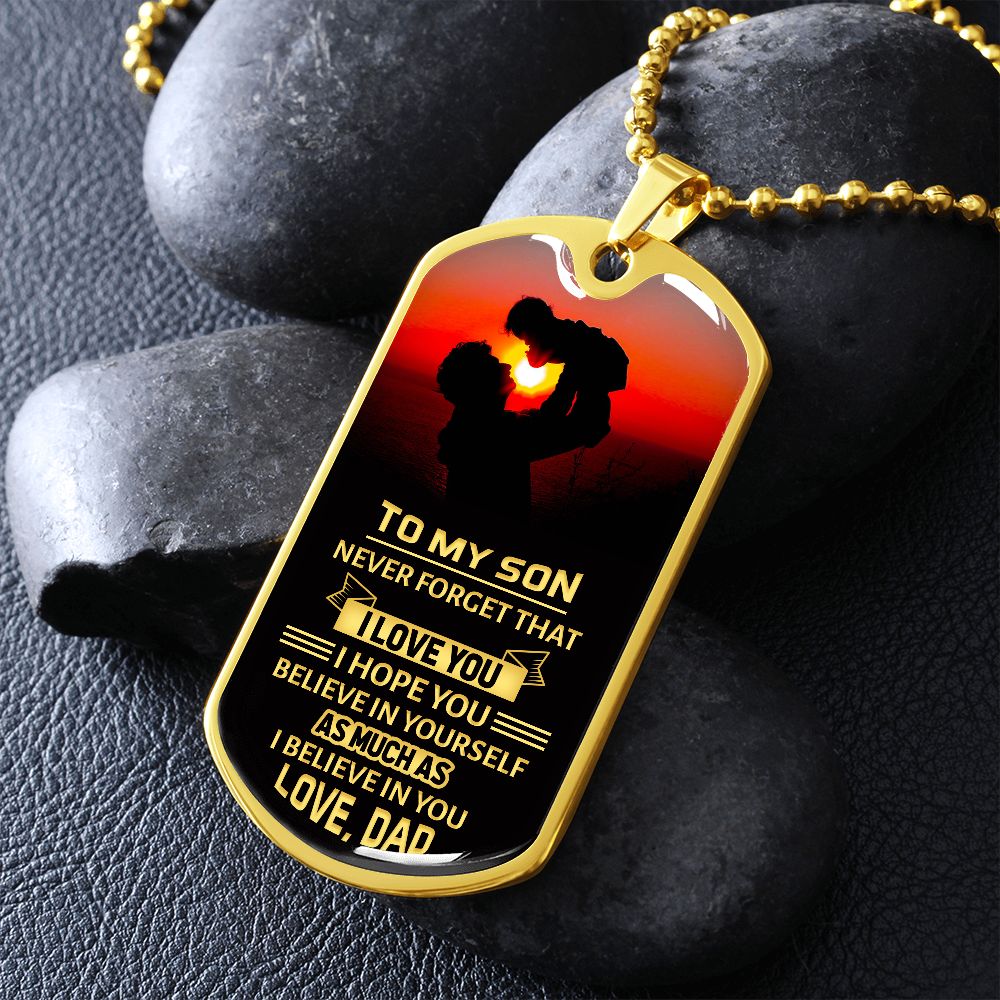 Son Never Forget Dog Tag Ball Chain