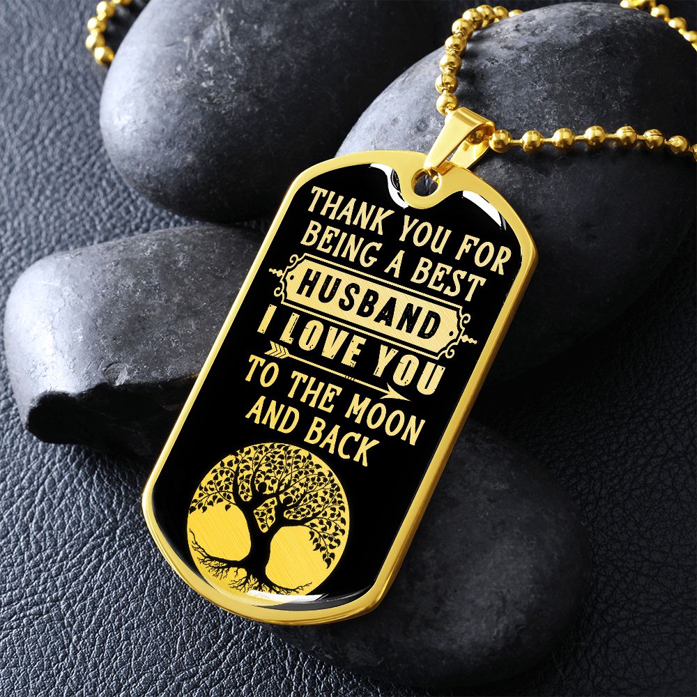 Best Husband Moon Dog Tag Ball Chain