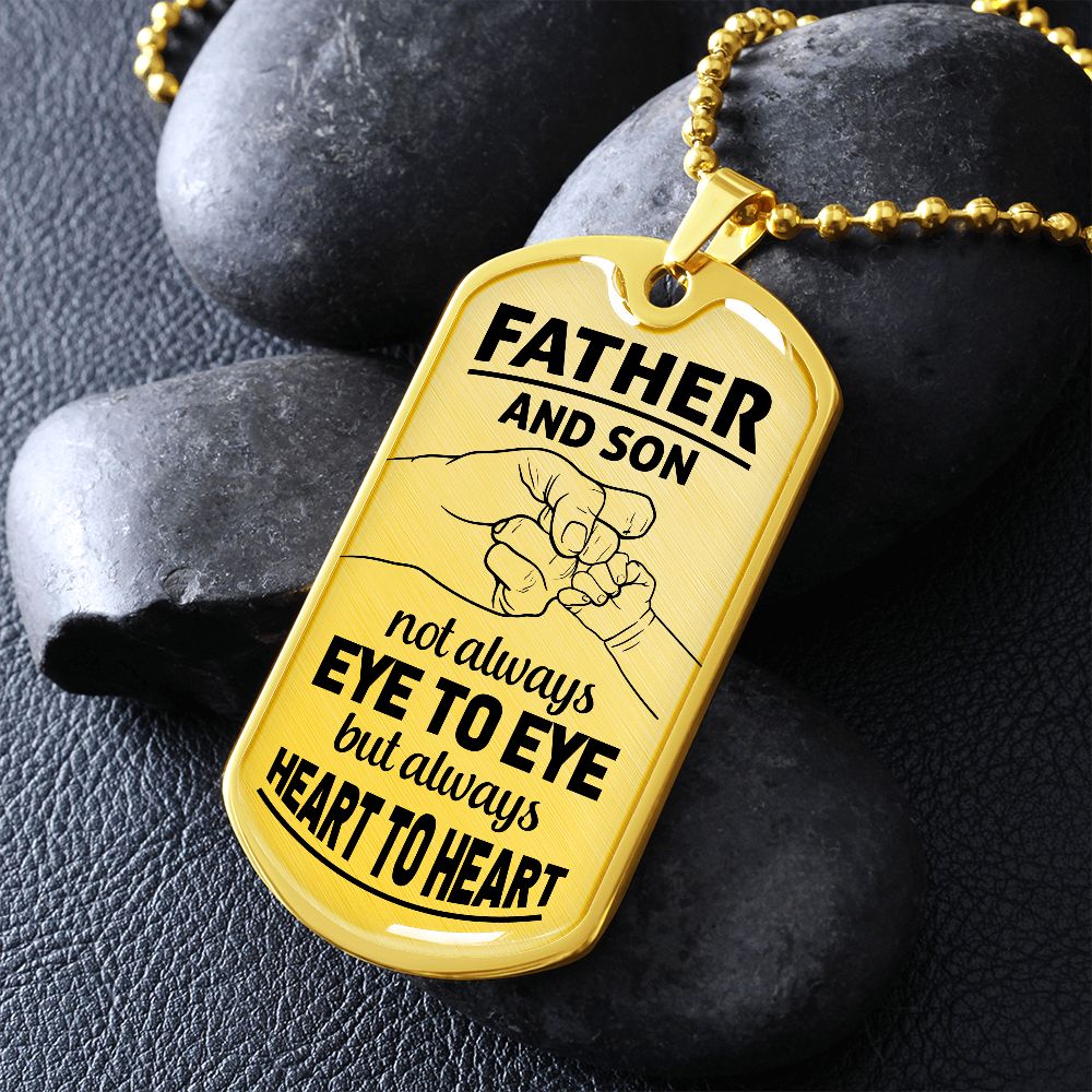 Father Son Heart 2 Heart Dog Tag Ball Chain