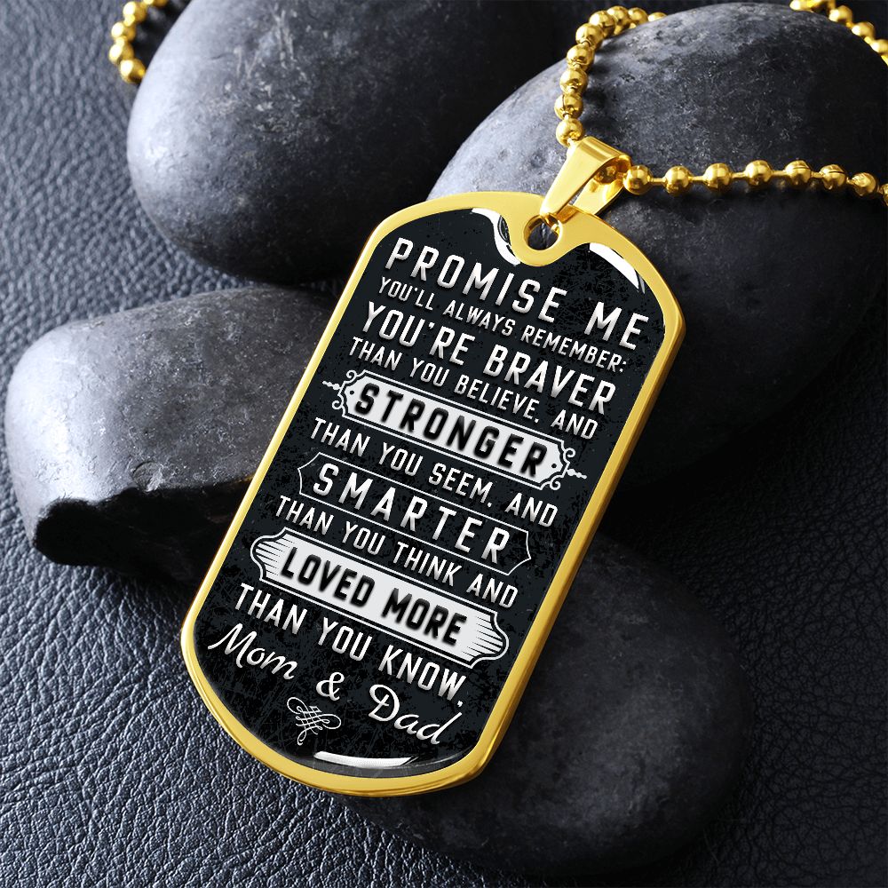 Son Promise Me Dog Tag Ball Chain
