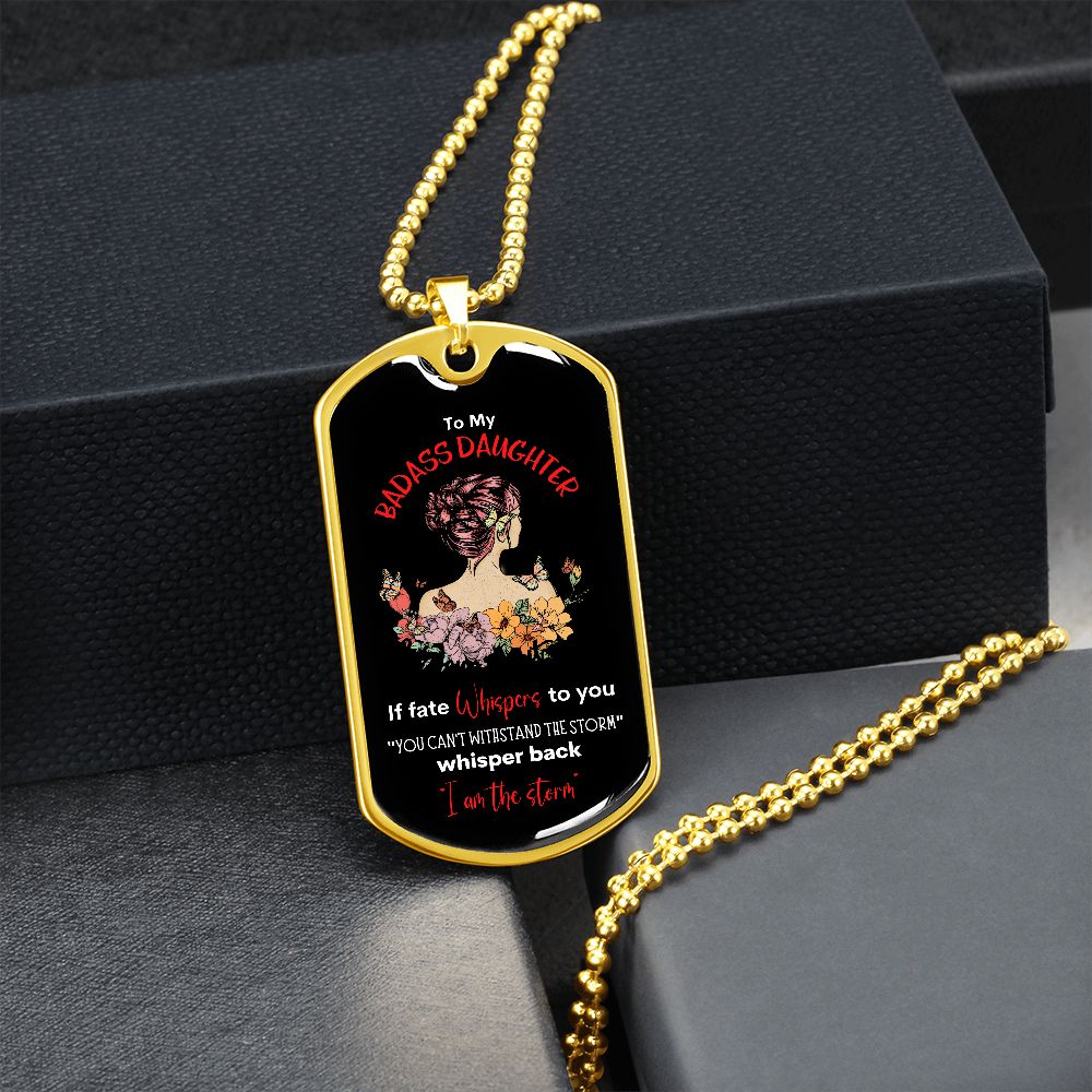 Badass Daughter Dog Tag Blk
