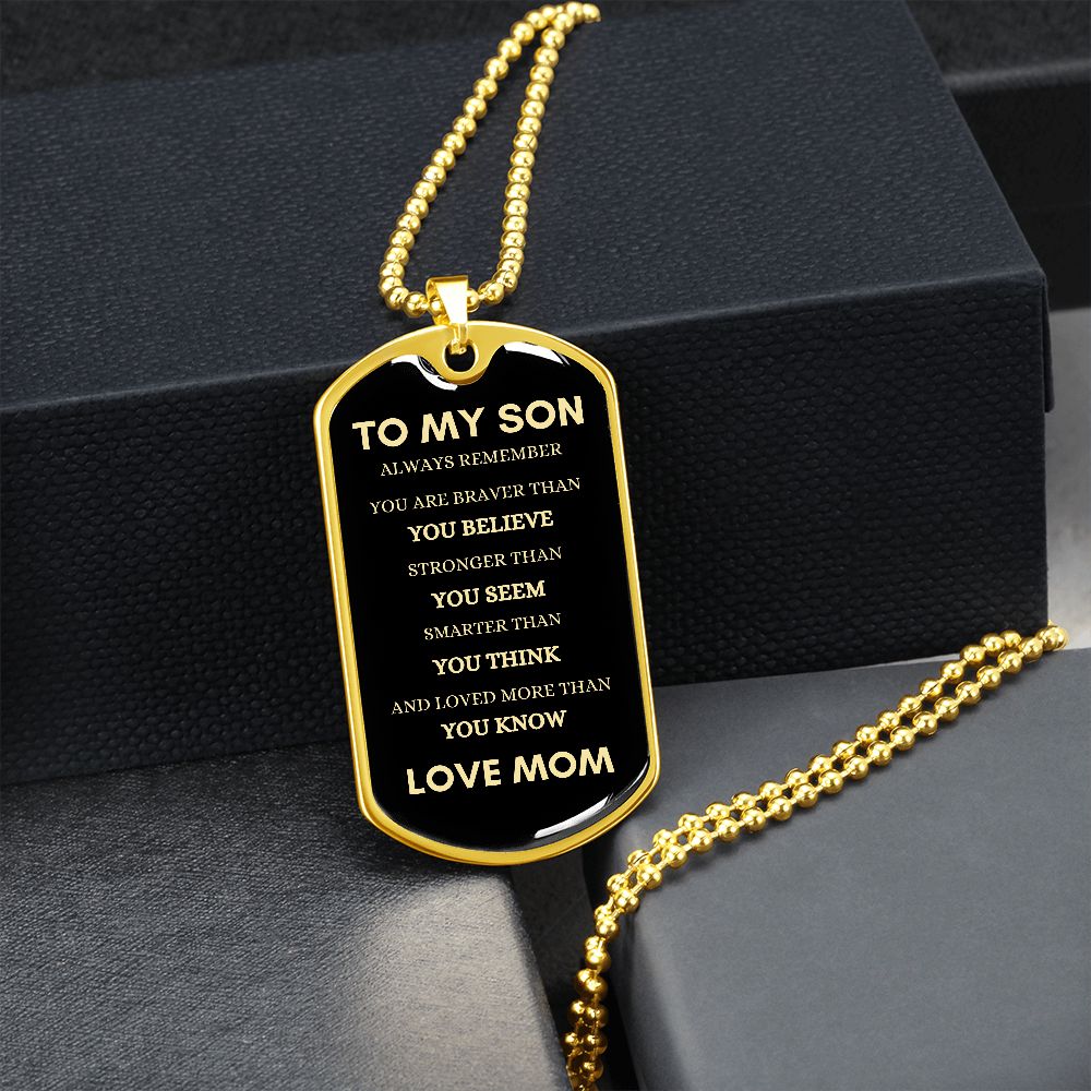 Son Always Mom Dog Tag Necklace