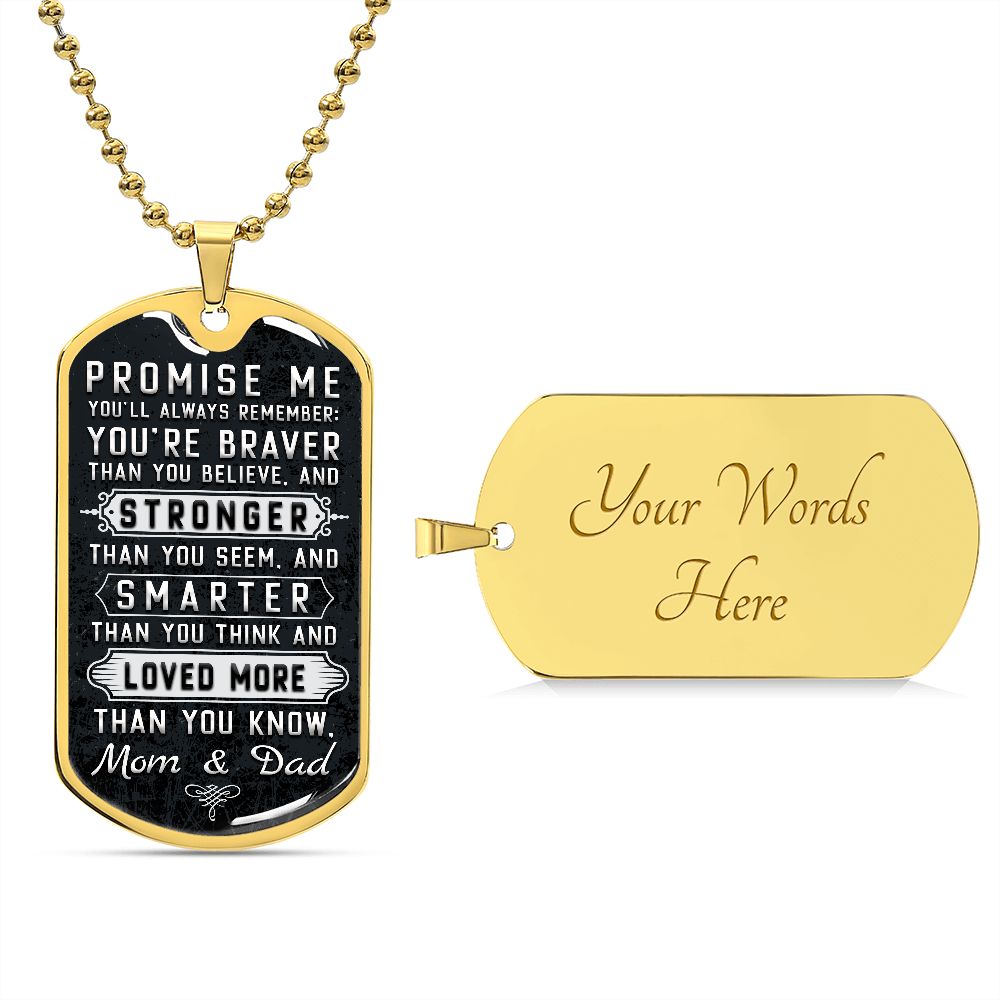Son Promise Me Dog Tag Ball Chain