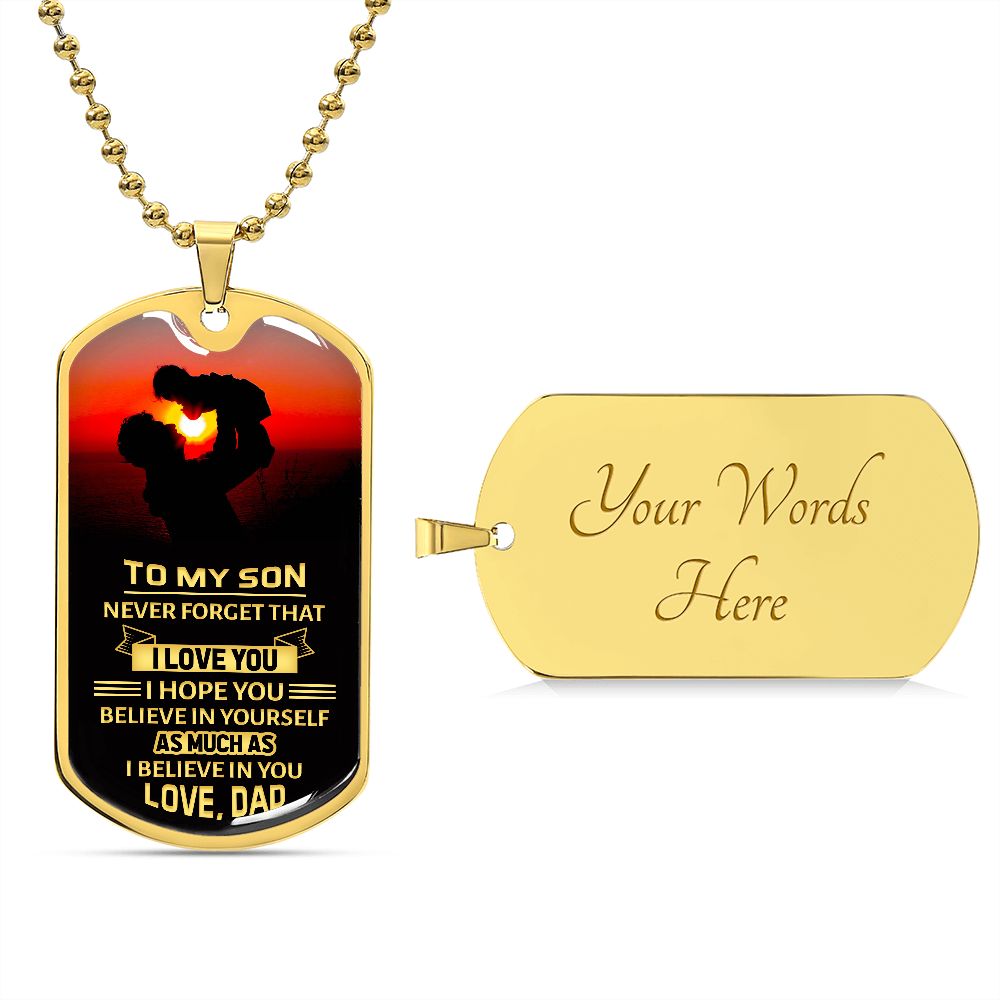 Son Never Forget Dog Tag Ball Chain