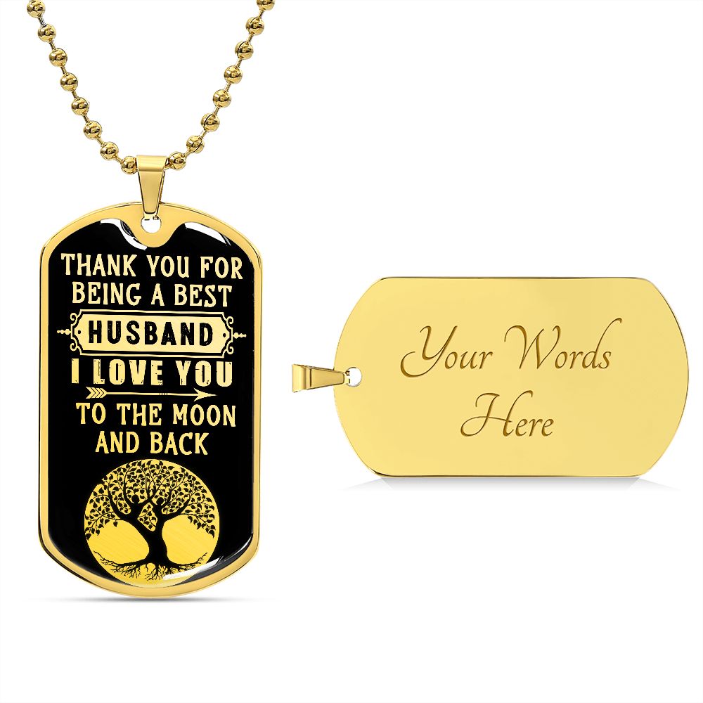 Best Husband Moon Dog Tag Ball Chain