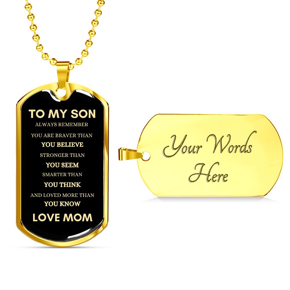 Son Always Mom Dog Tag Necklace