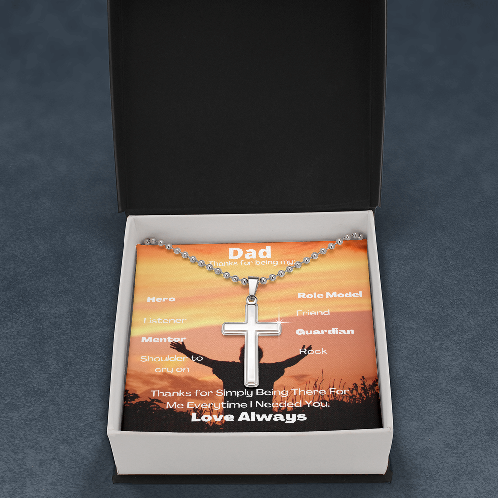 Dad Everytime/ Stainless Cross Necklace w/ Ball Chain