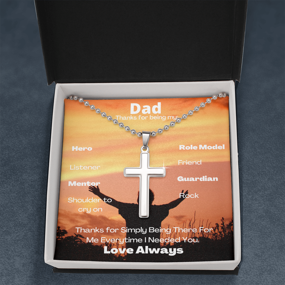 Dad Everytime/ Stainless Cross Necklace w/ Ball Chain