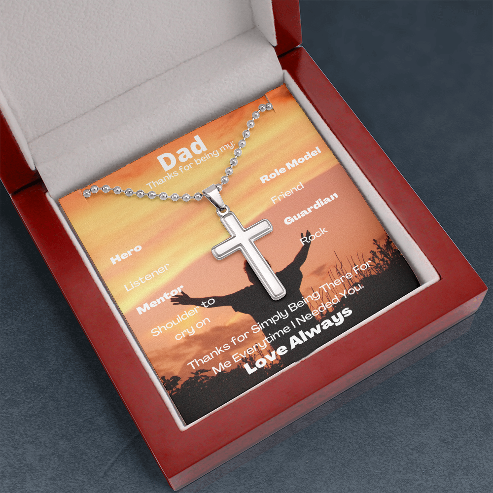 Dad Everytime/ Stainless Cross Necklace w/ Ball Chain
