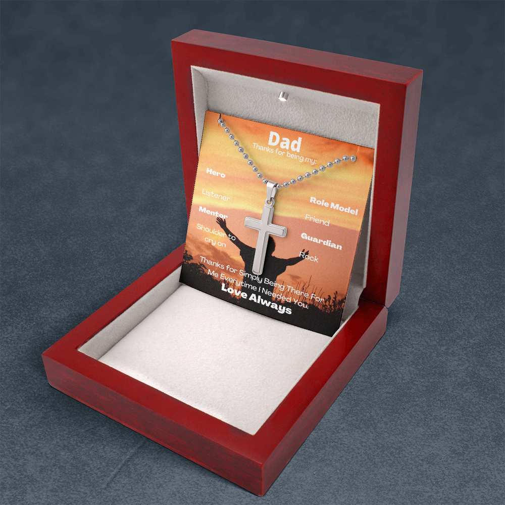 Dad Everytime/ Stainless Cross Necklace w/ Ball Chain